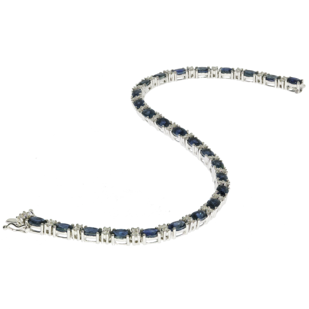 18kt Hvidguldsarmbnd m/8.32 Safirer &amp; 0.76ct W.si Brillanter 