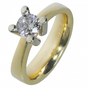 14kt Guldring m/0.70ct. Diamant R226y/hwg14kt