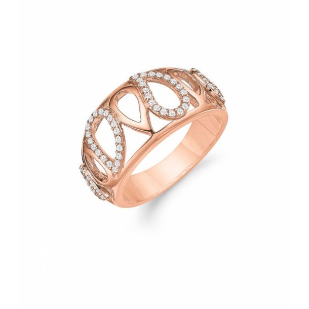 Rosaforgyldt Ring m/Zirkonia str. 54 03622290-75