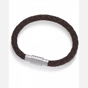 Lderarmbnd i Brunt Flet m/Stlls 19 cm 0710131-19