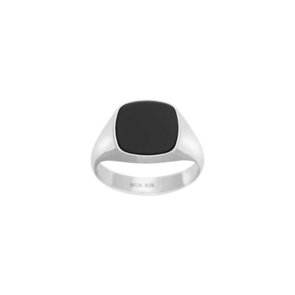 SON St�l Ring m/Sort Agat 33276135377/ 108900127