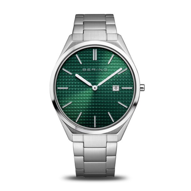 Bering Ur, Ultra Slim m/Grn Skive 17240-708
