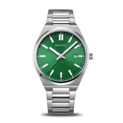 Bering Classic Herreur Stl m/Grn Skive 17639-708