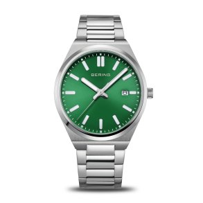 Bering Classic Herreur Stl m/Grn Skive 17639-708