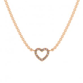 Rosaforgyldt Kde med Hjerte m/Zirkonia