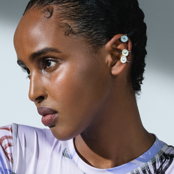 Georg Jensen Daisy Hvid/Rhvid Earcuff 20001130