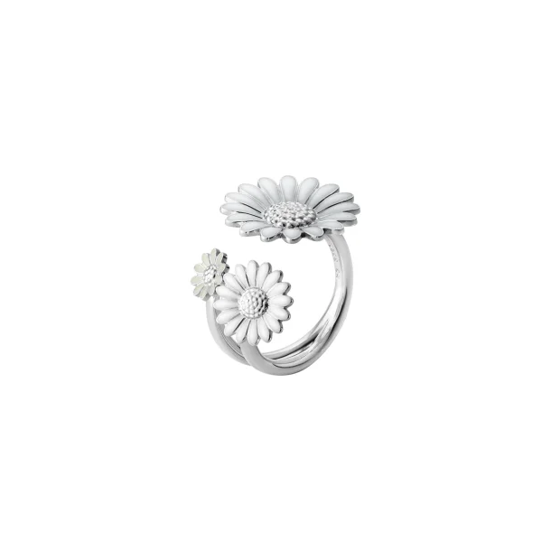 Georg Jensen Daisy 3 Flower Slvring m/Hvid Emalje 2000131600