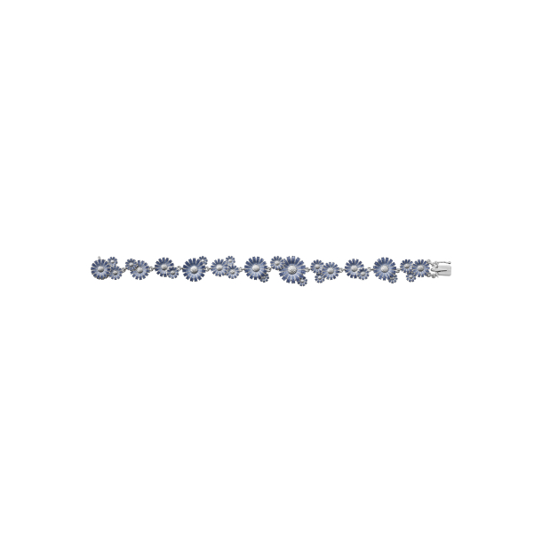 GJ Daisy Layered Rhod. Sølv Armbånd m/Blå Emalje