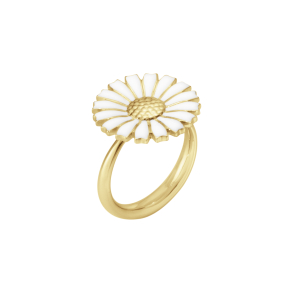 GJ Daisy 18mm Forg. Slv Ring m/Hvid Emalje 200017730052