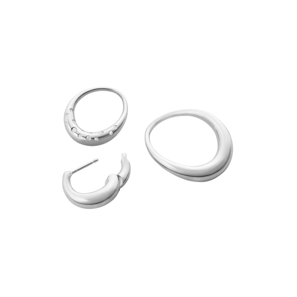 Georg Jensen Rhod. S�lv Medium �reringe m/Dia 0,08ct 20001958