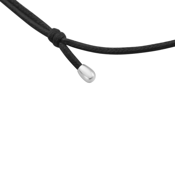 Georg Jensen Voksbeh. Bomuldsnor Sort m/S�lv Dupper