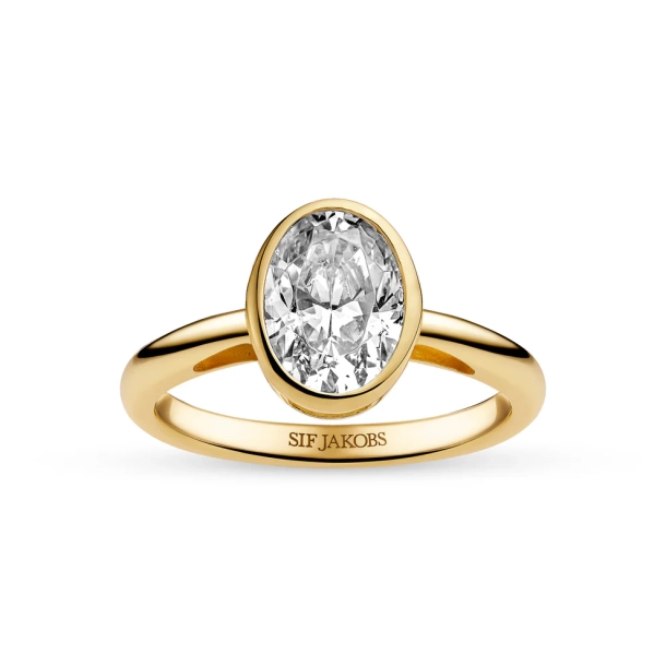 SJ Forgyldt Sardinien Ovale Ring SJ-R2796-CZ-YG