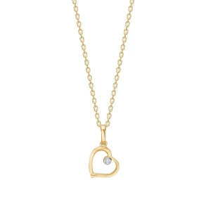 Siersb�l 14kt. Guldhjerte Vedh�ng m/0,008ct W/SI inkl. Forgyldt S�lvk�de 20100470500