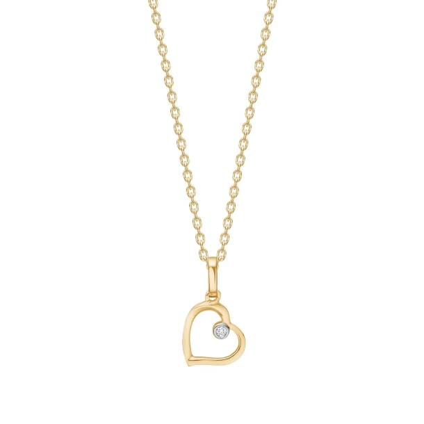 Siersb�l 14kt. Guldhjerte Vedh�ng m/0,008ct W/SI inkl. Forgyldt S�lvk�de 20100470500