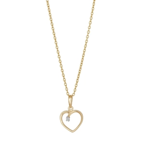 Siersb�l 14kt Guldhjerte m/0.005ct W/SI inkl. Forgyldt S�lvk�de 20552040500