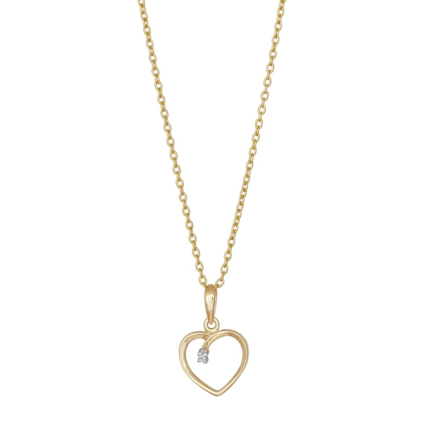 Siersb�l 14kt Guldhjerte m/0.005ct W/SI inkl. Forgyldt S�lvk�de 20552040500