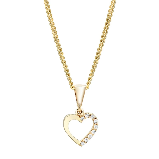 Siersb�l 8 Kt Hjertevedh�ng m/Zirkonia inkl. Forgyldt S�lvk�de 20830190300
