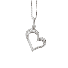 14 Kt Hvid Guld Hjertevedhng m/Diamanter 211666