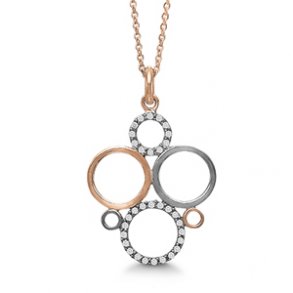 Rosaforgyldt/Oxyderet Slv Vedhng m/Zirkonia + Kde 21321023-45