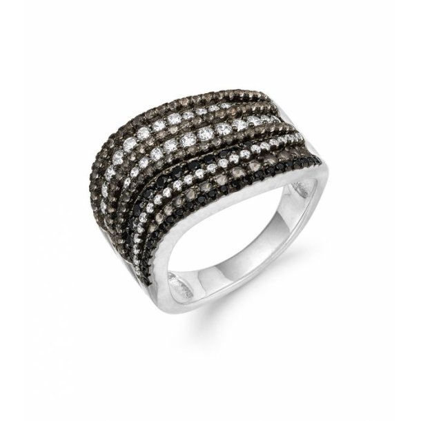 Rhodineret Slv Ring m/Zirkonia str. 56 21622389-99