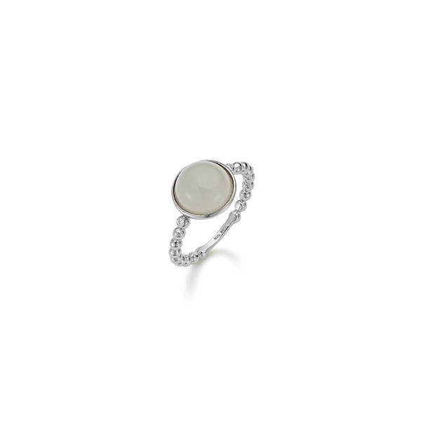 Rhodineret Slv Ring m/Syntetisk Gr Sten 21623908-88