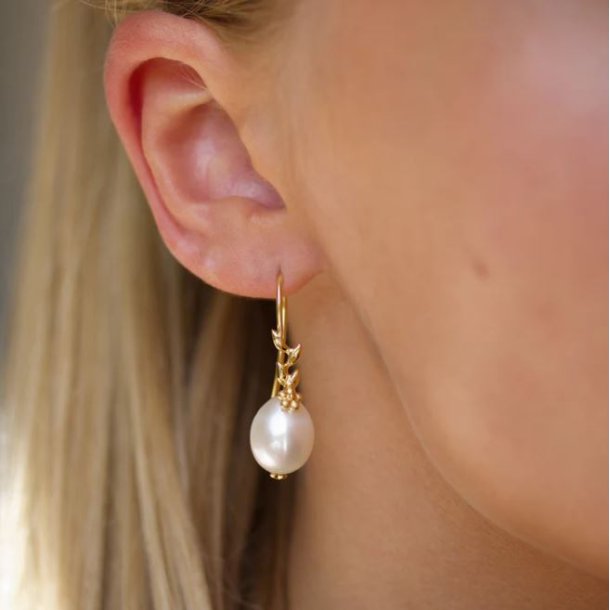 Blossom Forgyldt Slv rehngere m. Ferskvandskulturperler 23981228-31