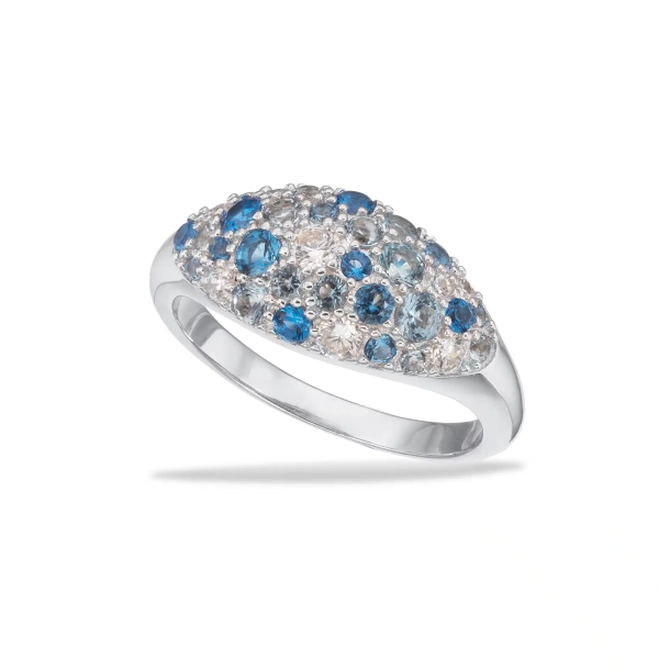 Scrouples Slv Ring m/Bl &amp; Hvide Cz 730752