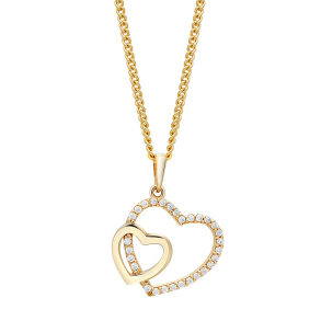 8 Kt Guld Dobbelt Hjerte m/Kde 283024CZ3