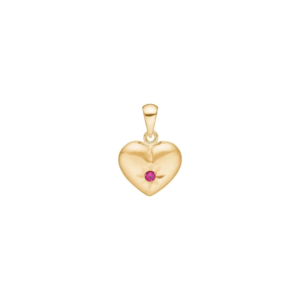 Siersb�l 8 Kt Guld Hjerte m/R�d Zirkon 29170170315