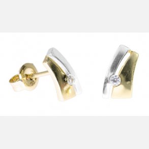 8 kt Guld & Hvidgulds restikker Med Zirkonia