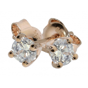 Rosaforgyldte restikker m/Zirkonia 4 mm