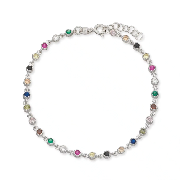 Scrouples Slv Armbnd med multicolor zirkonia