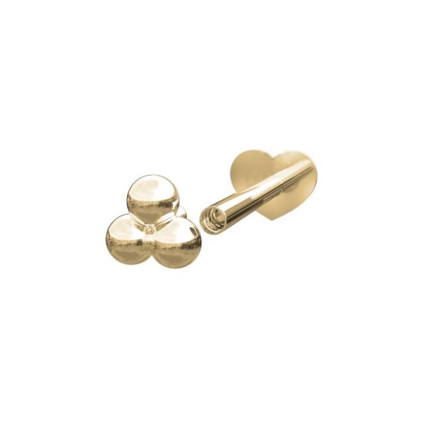 14 Kt Labret Piercing m/3Kugler 3140025