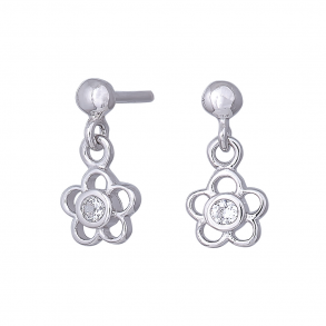 Rhodineret S�lv �reringe m/Blomster 334 022