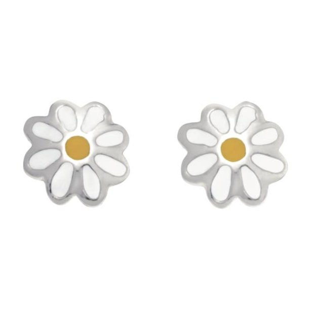 Rhod. Slvrestikker m/Hvid &amp; Gul Blomst 30690610900