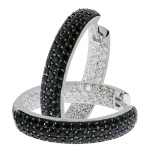 Slv Creoler m/Sorte og Hvide Zirkonia