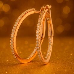 Creoler i 14 kt. guld er smukt pavbesat med 0,26 ct W/SI brillanter