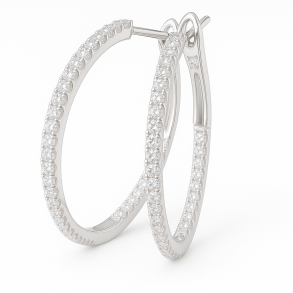 14 kt. hvidguldscreoler pavbesat med 0,26 ct. W/SI brillanter