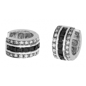 Slv Creoler m/Sorte og Hvide Zirkonia