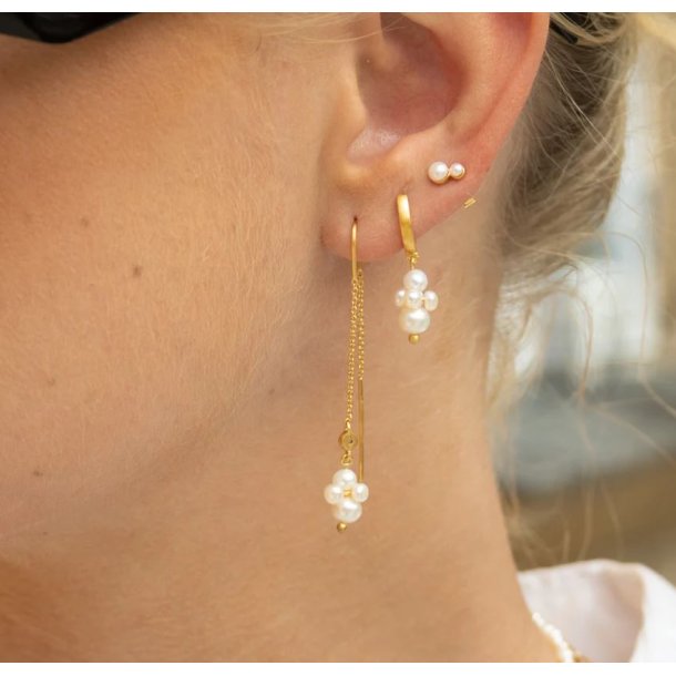 byBiehl Pearl Cluster Dangling Forgyldt rekder 4-1509wp-GP