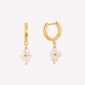 byBiehl Pearl Cluster Forgyldt Hoops 4-1510wp-GP