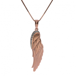 Rosaforgyldt Stor Vinge m/Zirkonia + Kde