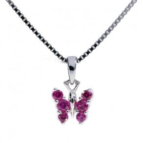 Slv Vedhng m/Ceriserd Sommerfugl + Kde 