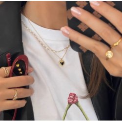 Jeberg Jewellery L'Amour Forgyldt Slv Halskde m. Sort Emalje 44120