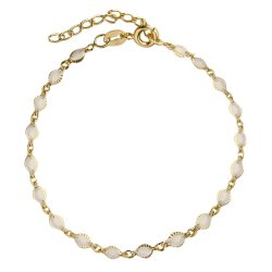 Jeberg Jewellery Lily Forgyldt Slv Armbnd m. Hvid Emalje 44200-16-EXT-Gold