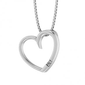 Slv Hjerte m/Zirkonia + Kde