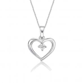 Slv Hjerte m/Zirkonia + Kde