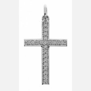 14kt Hvidguldskors m/Brillanter 0.16ct 47-00081-1255