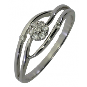 8kt Hvidguldsring m/Zirkoner