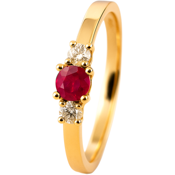 14 kt. guldring med rubin og diamanter  eksklusiv rubinring til hende